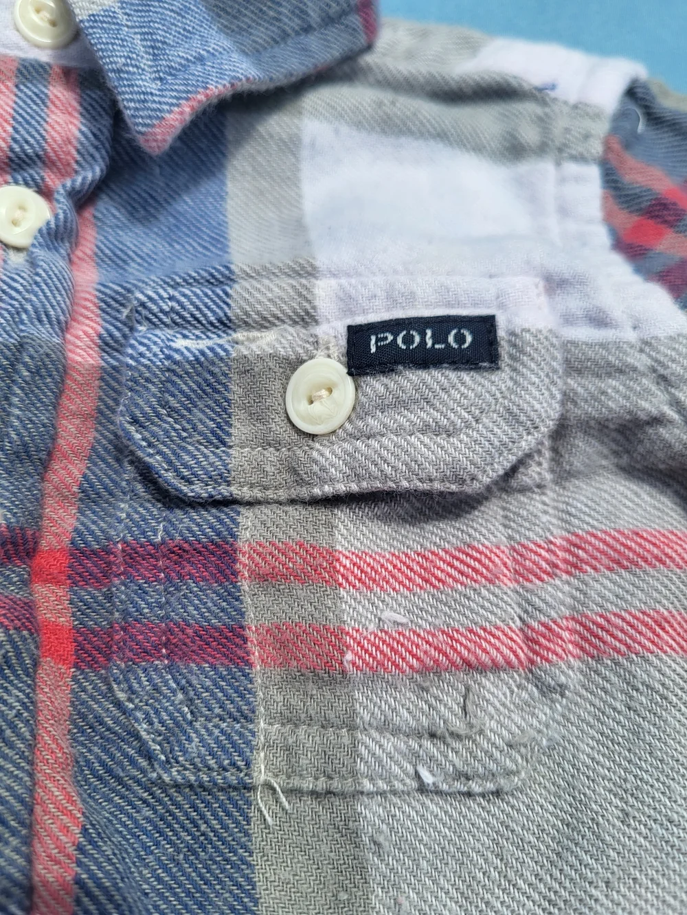Polo by Ralph Lauren Plaid Button-Front Kids Shirt - Blue, Gray & Red